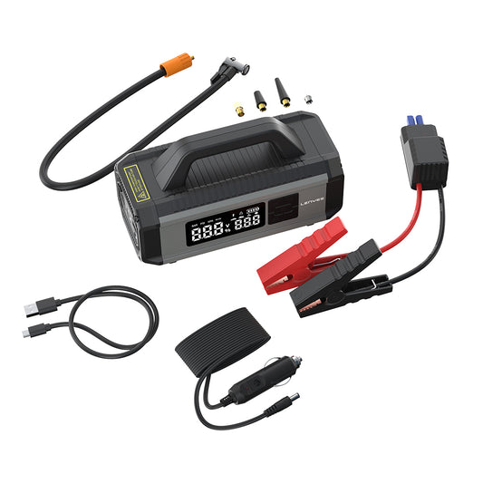 Lenyes LCI202 LED Light Car Battery Emergency Booster Power Supply and Air Compressor 12V 150W 10000mAh Gray