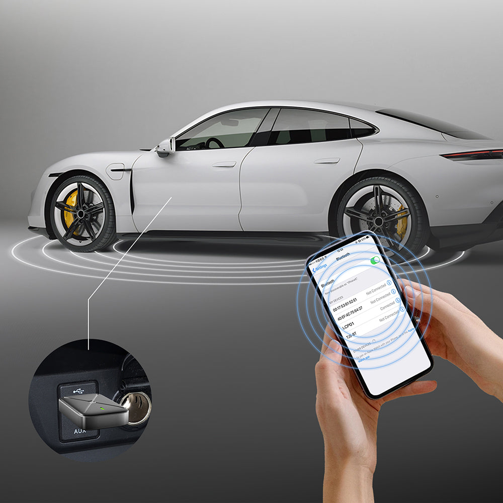 Lenyes LCP01 Android Auto Supported CarPlay USB Bluetooth 5.0 Wireless Transmitter Adapter Black