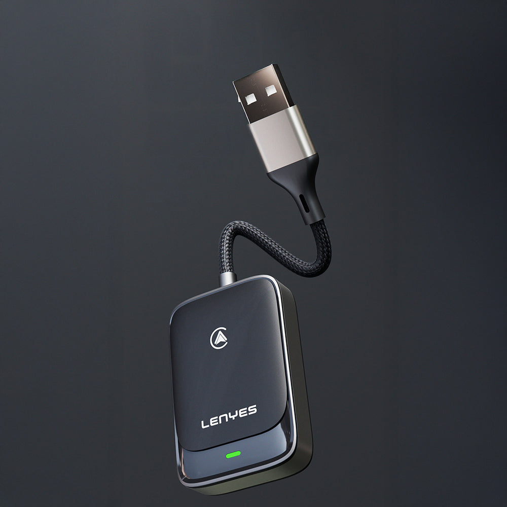 Lenyes LCP03 Android Auto Destekli CarPlay USB Bluetooth 5.0 Wireless Transmitter Adaptör Siyah