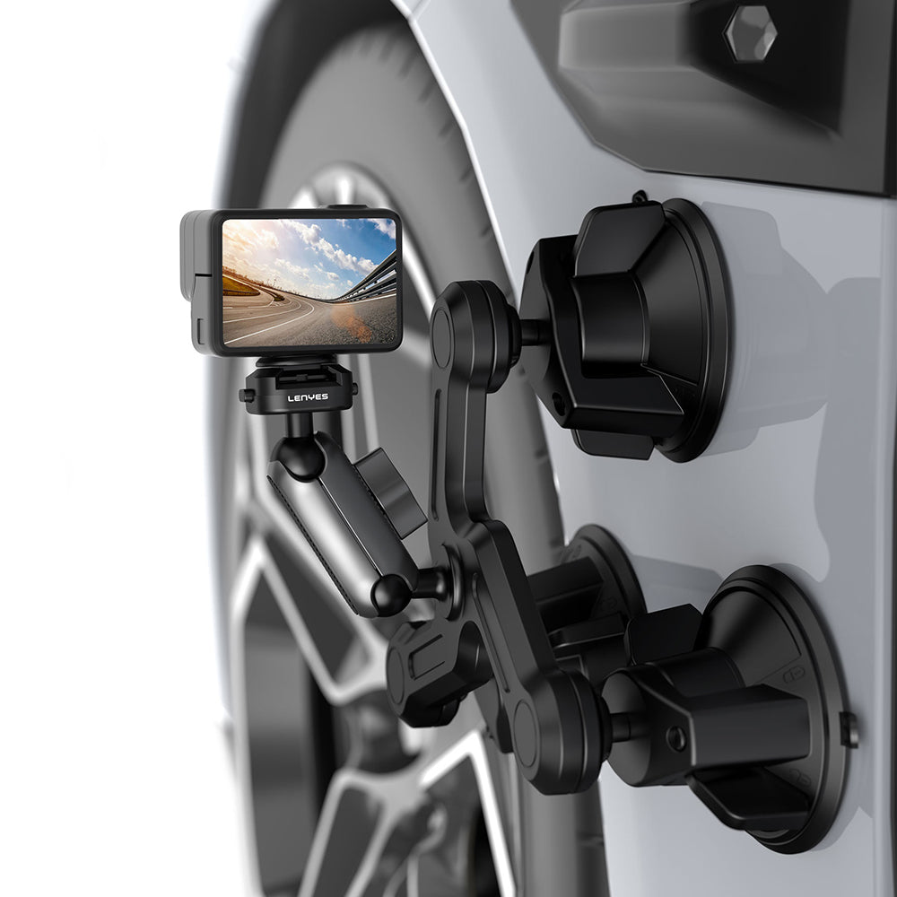 Lenyes LCT101 360° Adjustable 3 Suction Cup Action Camera Holder Black