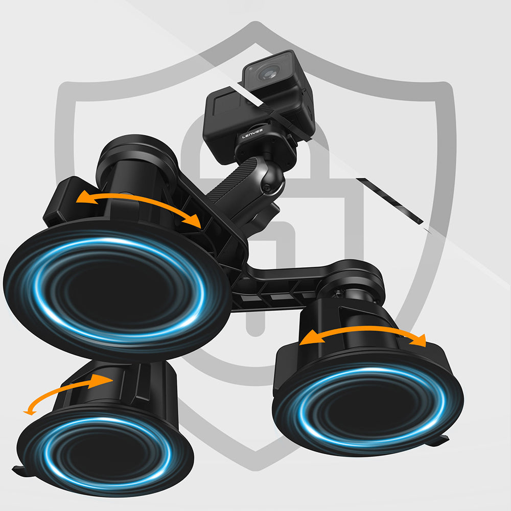 Lenyes LCT101 360° Ayarlanabilir 3 Vantuzlu Aksiyon Kamera Tutucu Siyah