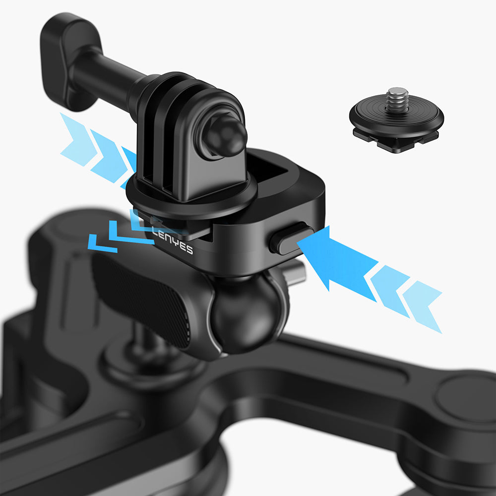 Lenyes LCT101 360° Adjustable 3 Suction Cup Action Camera Holder Black