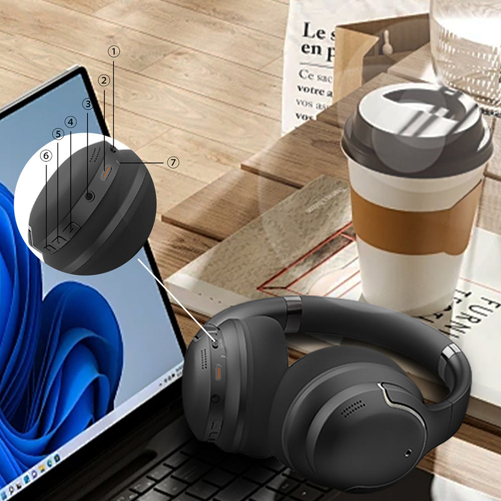 Lenyes LH61 Foldable Design TWS Over-Ear Bluetooth Headphones v5.4 Black
