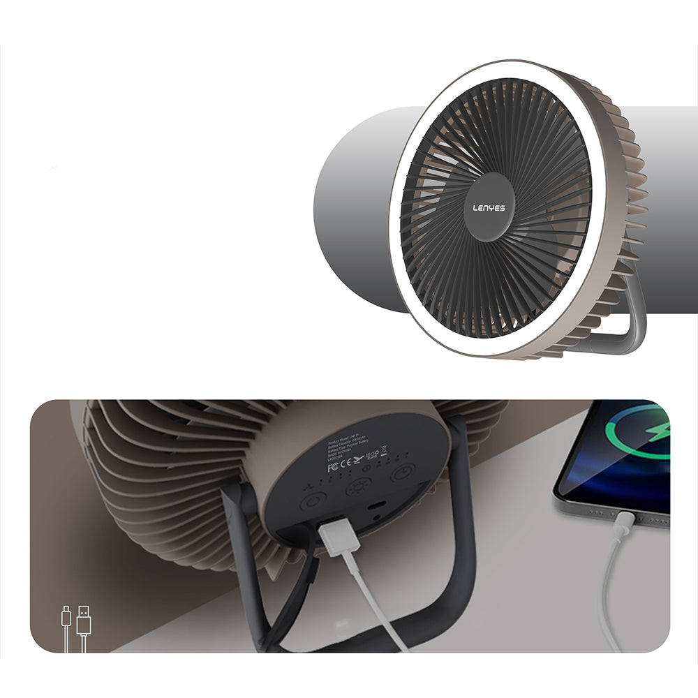 Lenyes LHF11 Led Işıklı 4 Kademeli Çok Fonksiyonlu Soğutucu Fan Beyaz