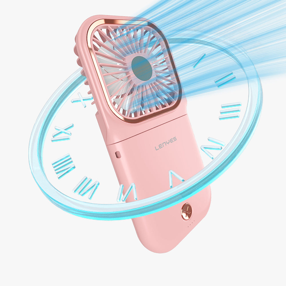 Lenyes LHF13 Portable Cooling Hand Fan with Powerbank Stand, Pink