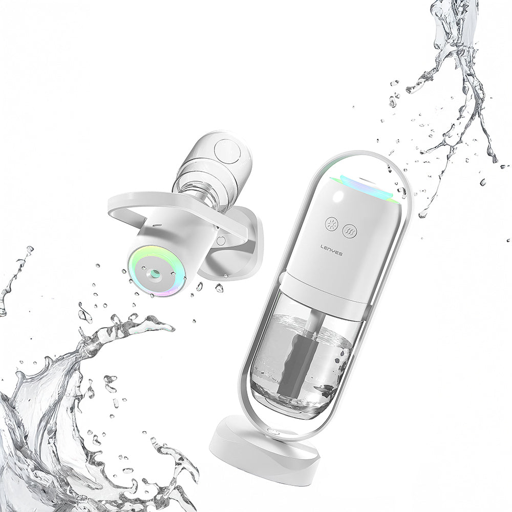 Lenyes LHU04 Kum Saati Tipi 360 Derece Dönebilen RGB Atmosfer Işıklı Sessiz Hava Nemlendirici Beyaz