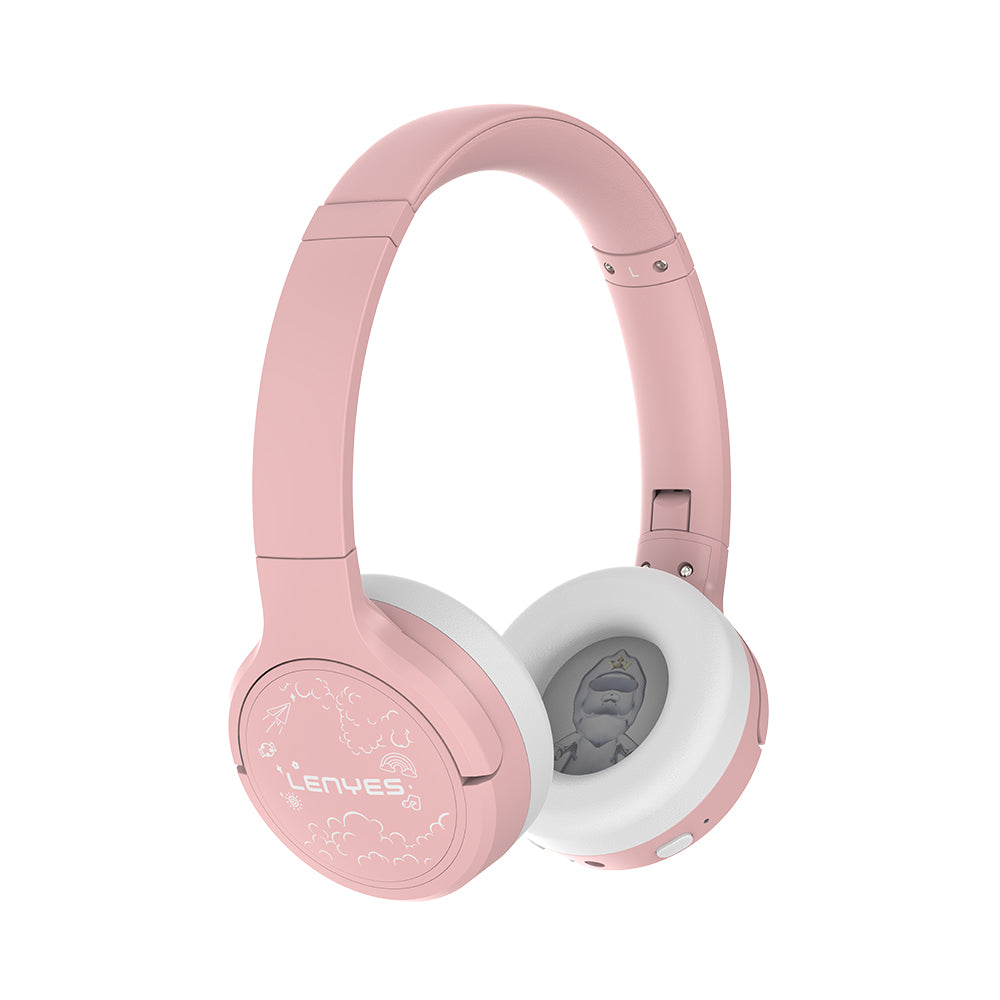 Lenyes LKH31 Adjustable Children's Over-Ear Wired and Bluetooth Headphones v5.4 Pink