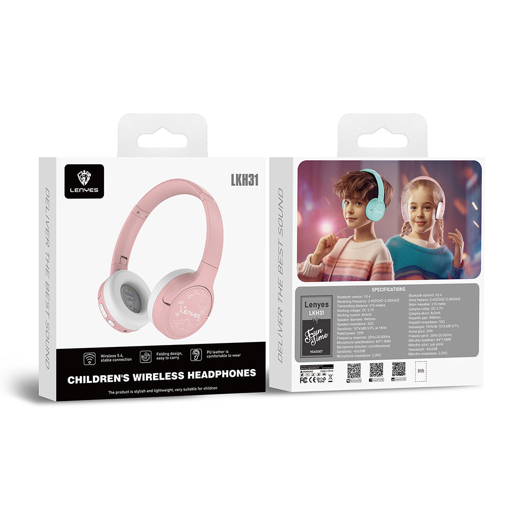 Lenyes LKH31 Adjustable Children's Over-Ear Wired and Bluetooth Headphones v5.4 Green