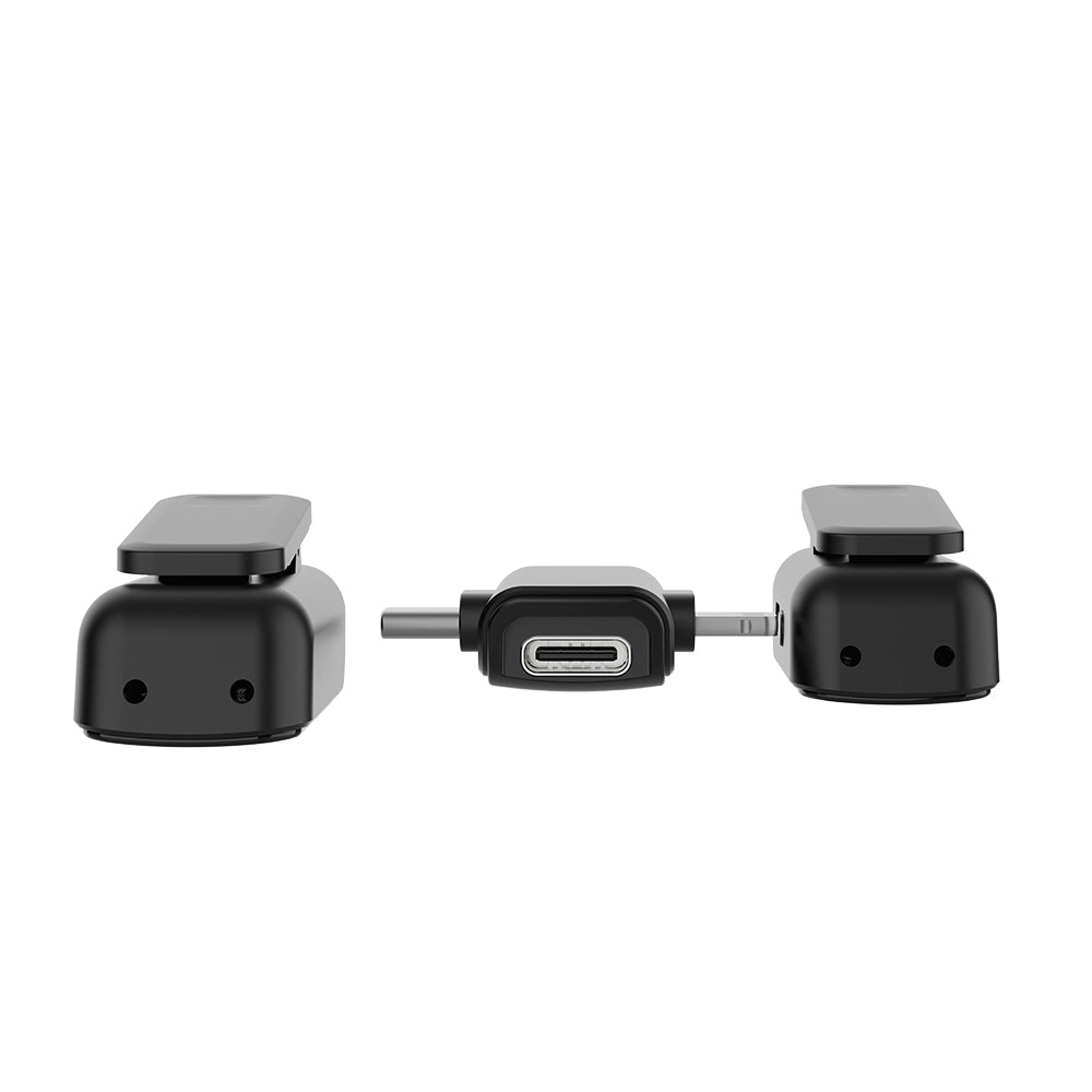 Lenyes LM203 2-in-1 Wireless Lavalier Microphone with Type-C and Lightning Port, Black