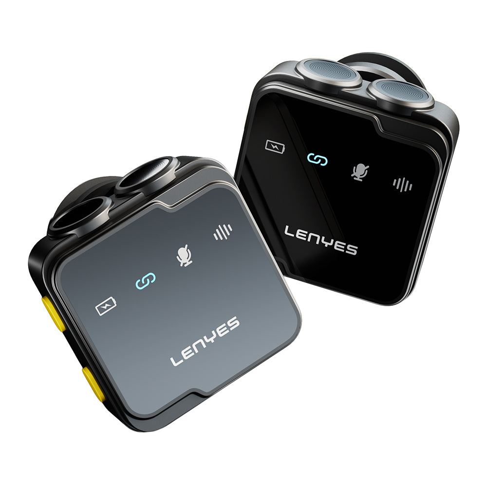 Lenyes LM205 2in1 Type-C Şarj Portlu Yapay Zeka Gürültü Engelleyicili Type-C ve Lightning Bağlantılı Kablosuz Yaka Mikrofonu Siyah