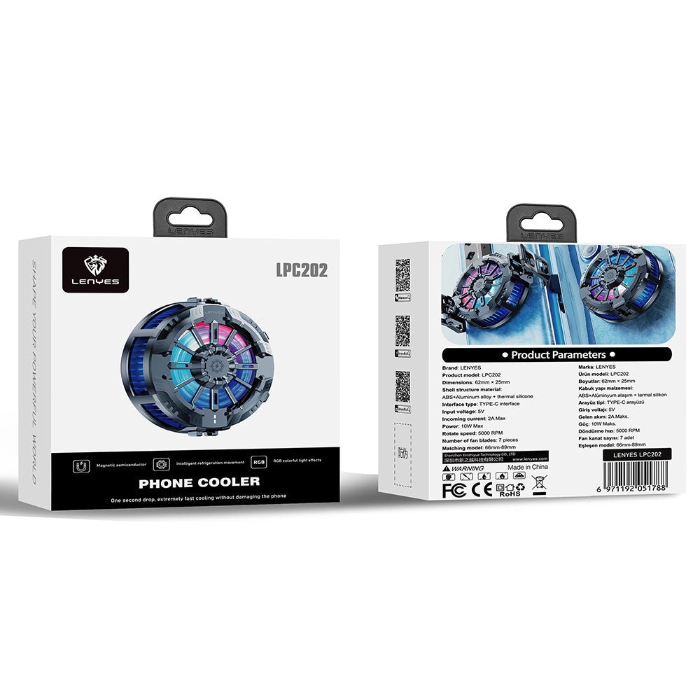Lenyes LPC202 3-Stage TEC Cooling System Phone Cooler Fan Black