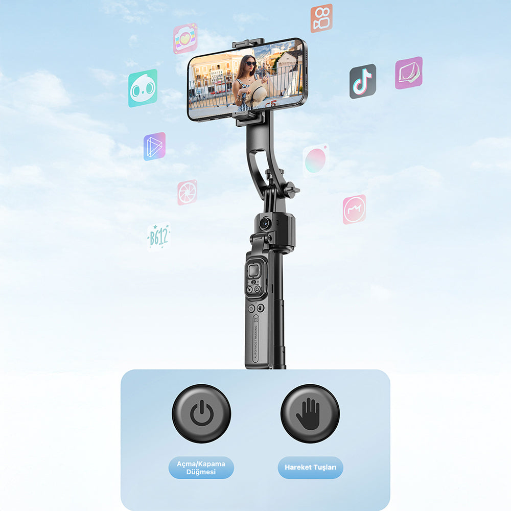 Lenyes LPH107 Live Broadcast Fill Light Remote Controlled 360 Degree Rotating Selfie Stick and Tripod Black