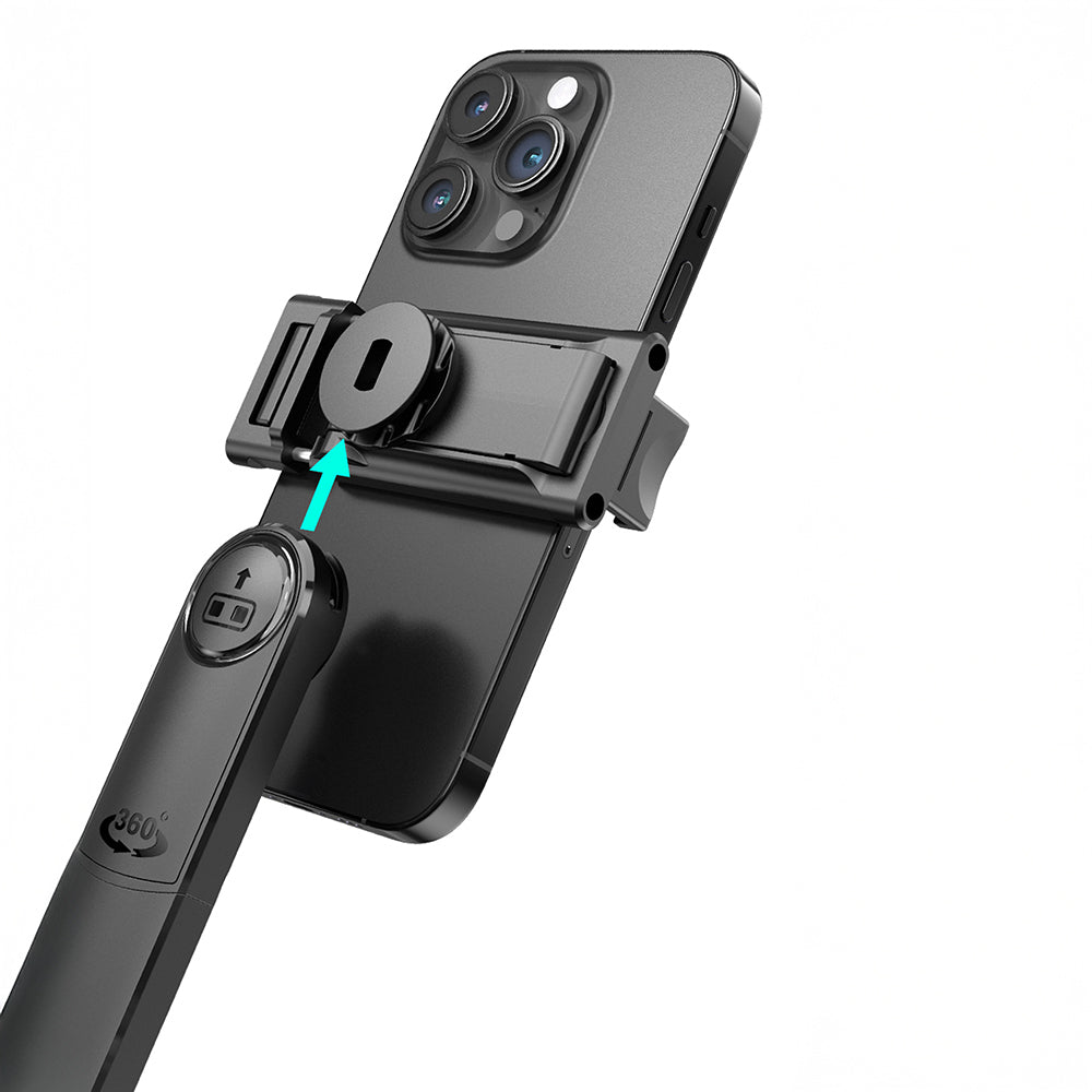 Lenyes LPH107 Live Broadcast Fill Light Remote Controlled 360 Degree Rotating Selfie Stick and Tripod Black