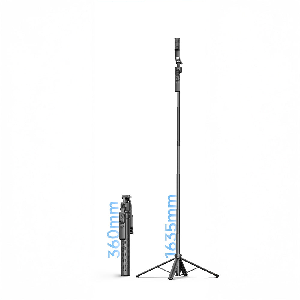 Lenyes LPH107 Live Broadcast Fill Light Remote Controlled 360 Degree Rotating Selfie Stick and Tripod Black
