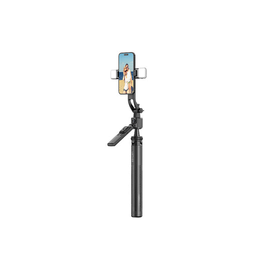 Lenyes LPH107 Live Broadcast Fill Light Remote Controlled 360 Degree Rotating Selfie Stick and Tripod Black