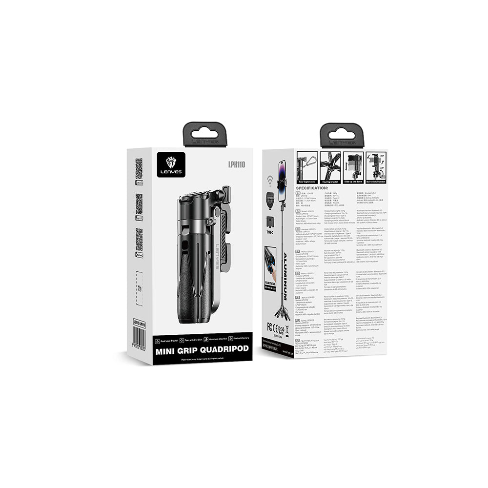 Lenyes LPH110 Multifunctional Stabilizer with Remote Control Detachable Tripod Selfie Stick Black