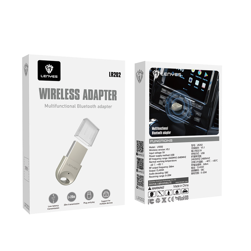 Lenyes LR202 USB Bluetooth 5.1 Wireless Transmitter Adapter Silver