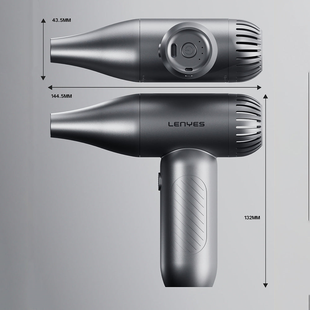Lenyes LTF02 Dijital LED Göstergeli 4 Kademeli Çok Fonksiyonlu Turbo El Fanı Gri