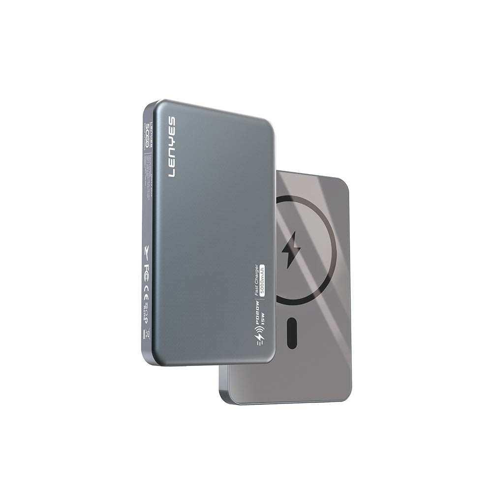 Lenyes PW019D PD 20W Ultra Thin Fast Charging Wireless Powerbank 15W 5000mAh Smoke
