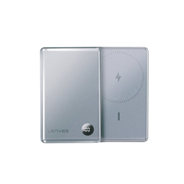 Lenyes PW037D Ultra Thin Digital LED Display Wireless Powerbank 5000mAh Gray