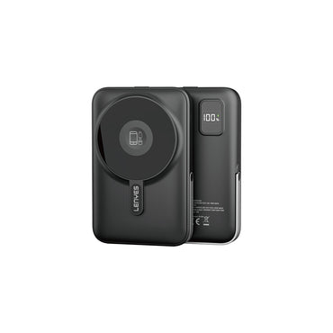 Lenyes PW1002D 20W Digital LED Display Wireless Powerbank with Stand 15W 10000mAh Black