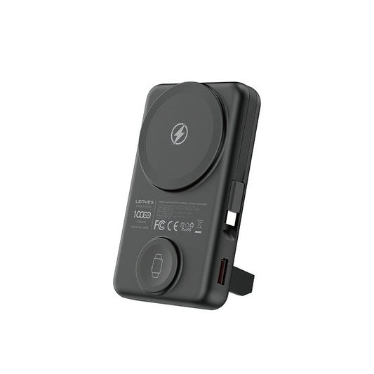 Lenyes PW1003D 22.5W Digital LED Display Smart Watch Wireless Charging Stand Wireless Powerbank 15W 10000mAh Black