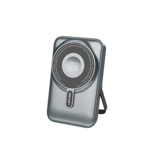 Lenyes PW1006D Digital LED Display Wireless Powerbank with Stand 15W 10000mAh Gray
