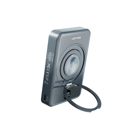 Lenyes PW1010D PD 20W Digital LED Display Smart Watch Wireless Charging Stand Wireless Powerbank 15W 10000mAh Gray