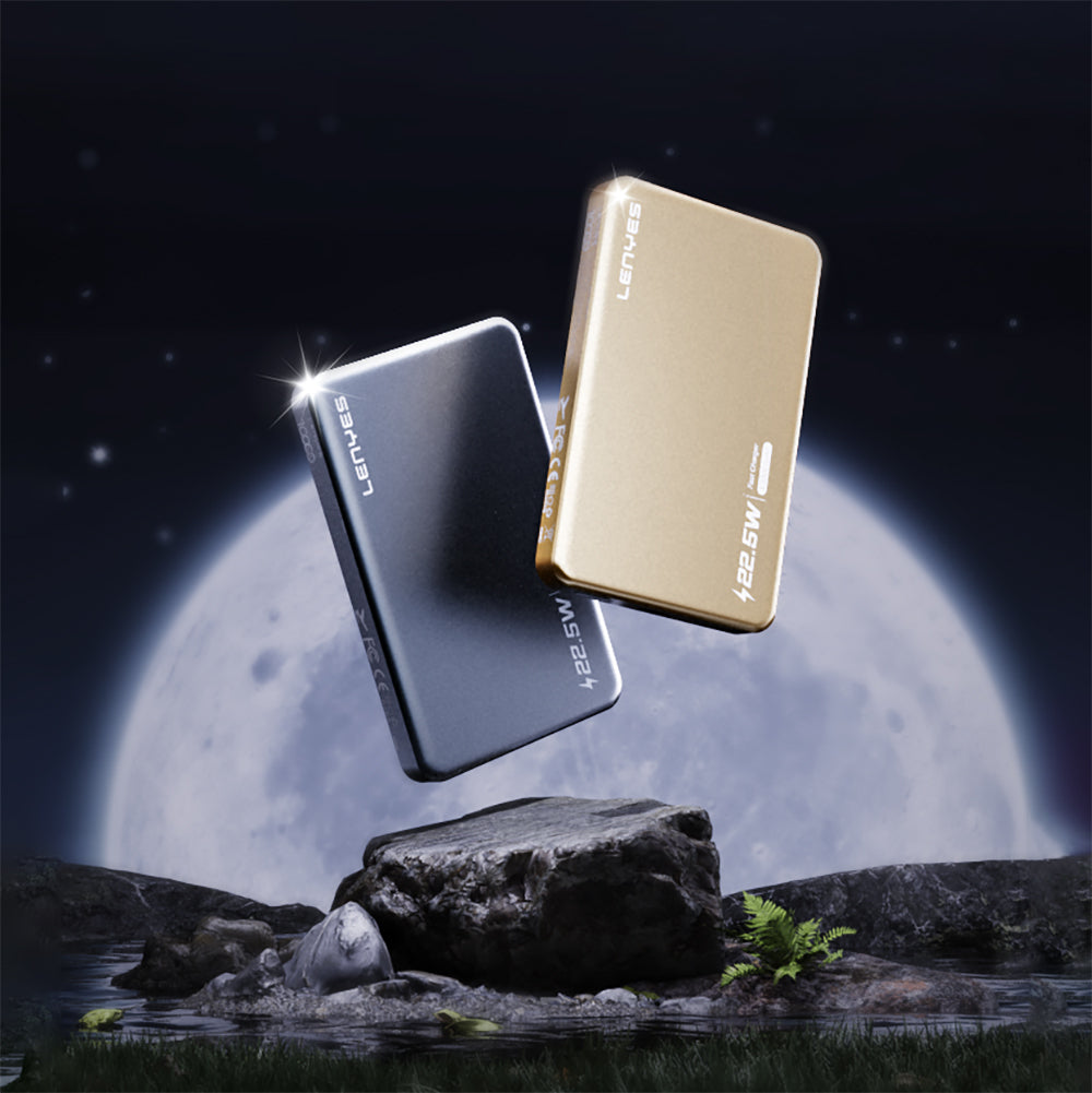 Lenyes PW119D PD 20W Ultra İnce Hızlı Şarj Özellikli Wireless Powerbank 15W 10.000mAh Füme