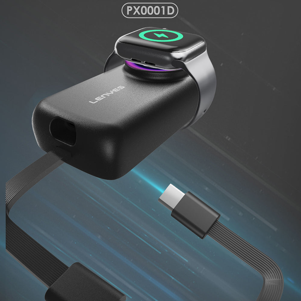 Lenyes PX0001D Smart Watch Wireless Charging Portable Type-C Wired Power Bank 2000mAh 2W Black