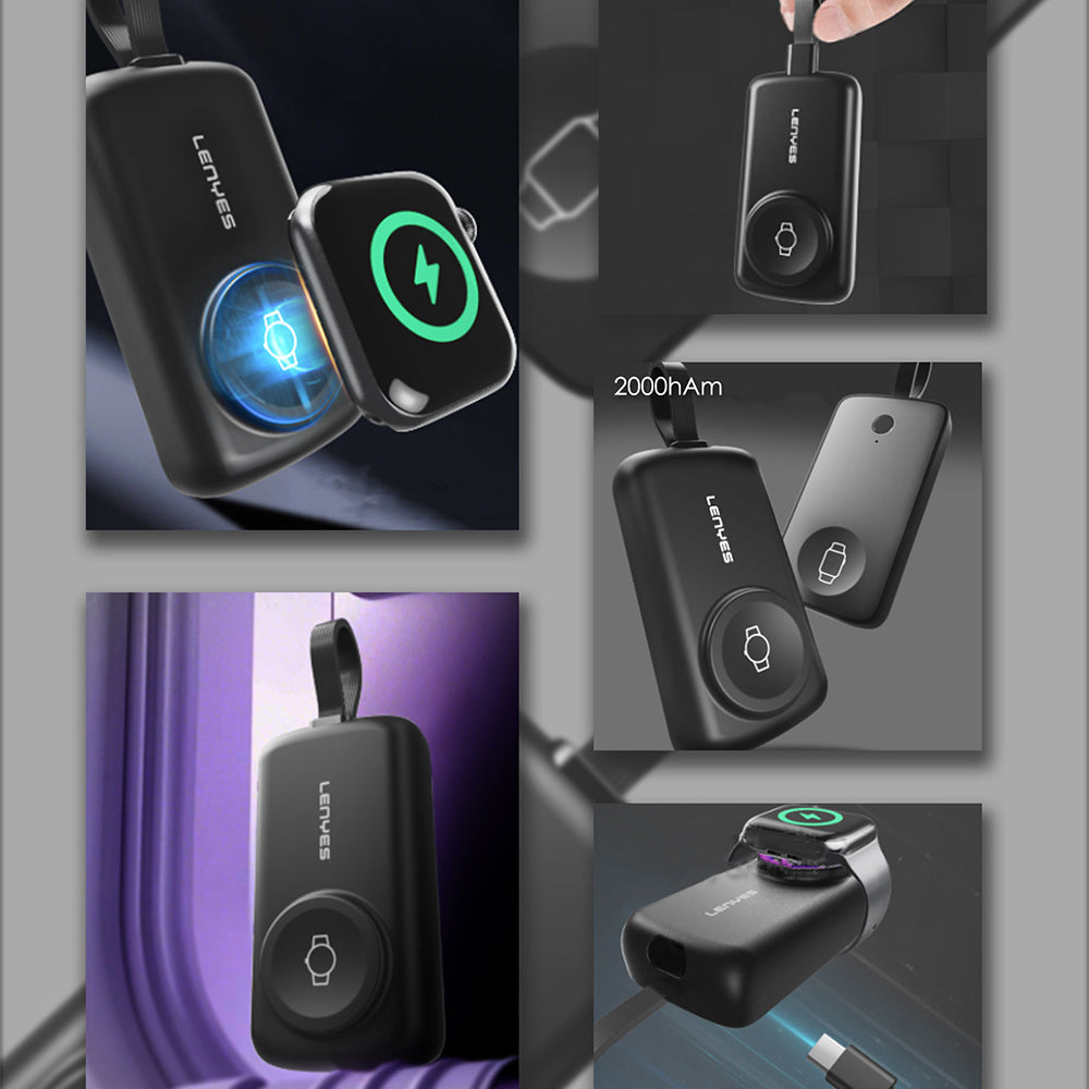 Lenyes PX0001D Smart Watch Wireless Charging Portable Type-C Wired Power Bank 2000mAh 2W Black