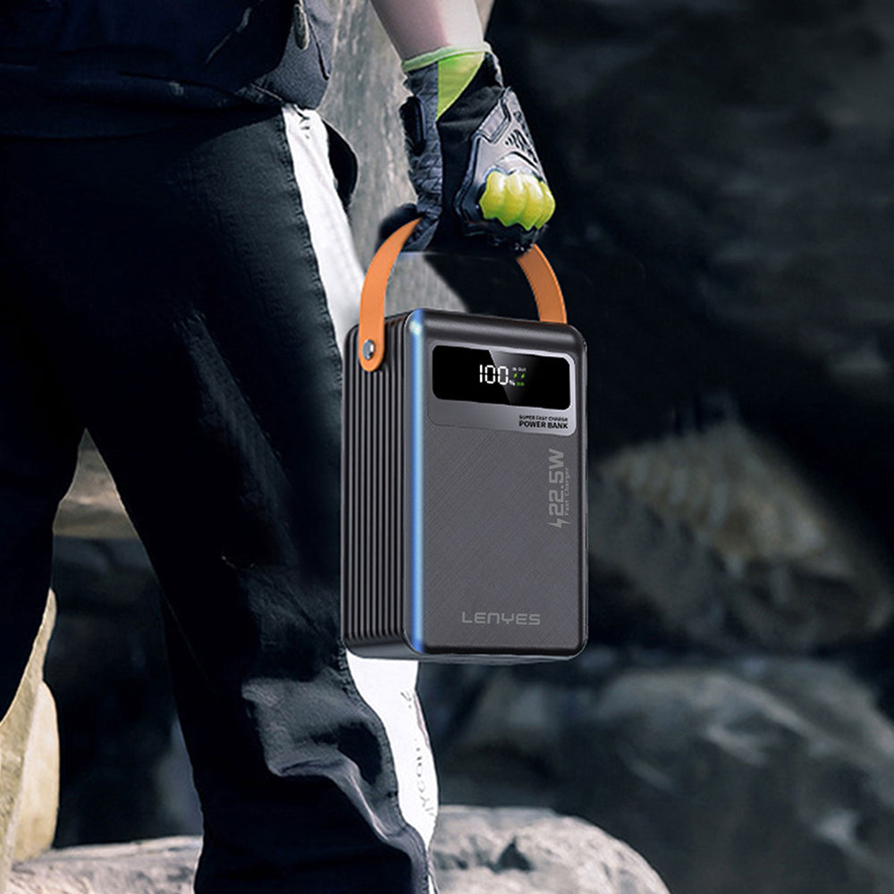 Lenyes PX892D LED Indicator Portable Hanging and LED Light Power Bank 22.5W 80,000mAh Black