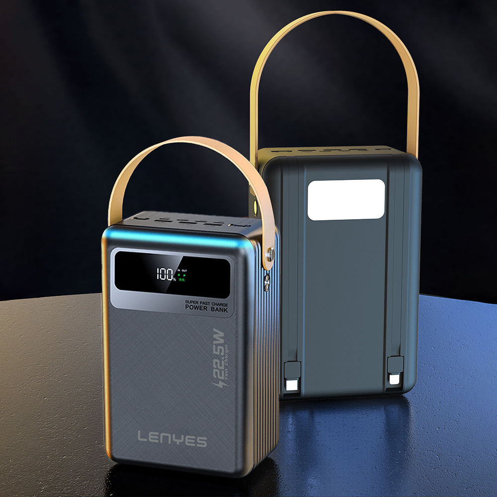 Lenyes PX892D LED Indicator Portable Hanging and LED Light Power Bank 22.5W 80,000mAh Black