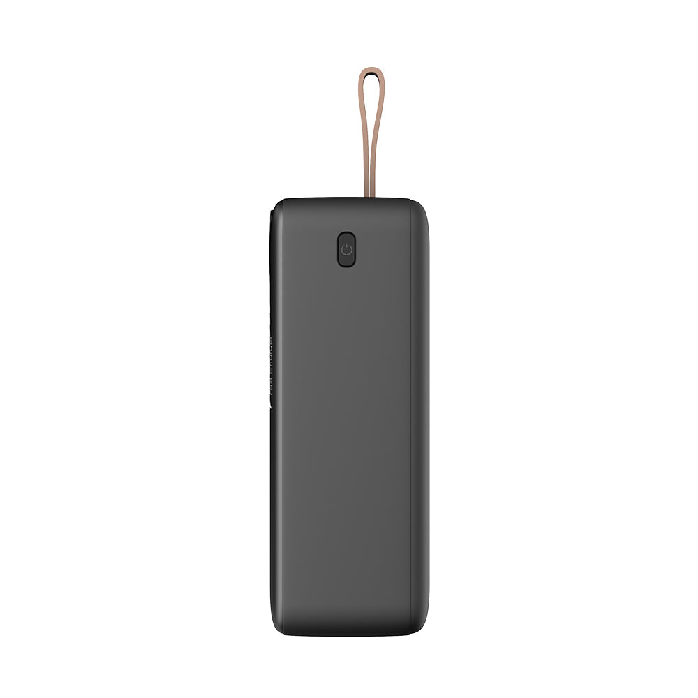 Lenyes PXD487D Digital LED Display Type-C and Lightning Cable Hanging Power Bank 22.5W 40,000mAh Black