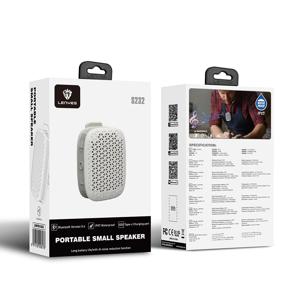 Lenyes S232 TWS Mandallı Bluetooth Speaker Hoparlör v5.4 Siyah