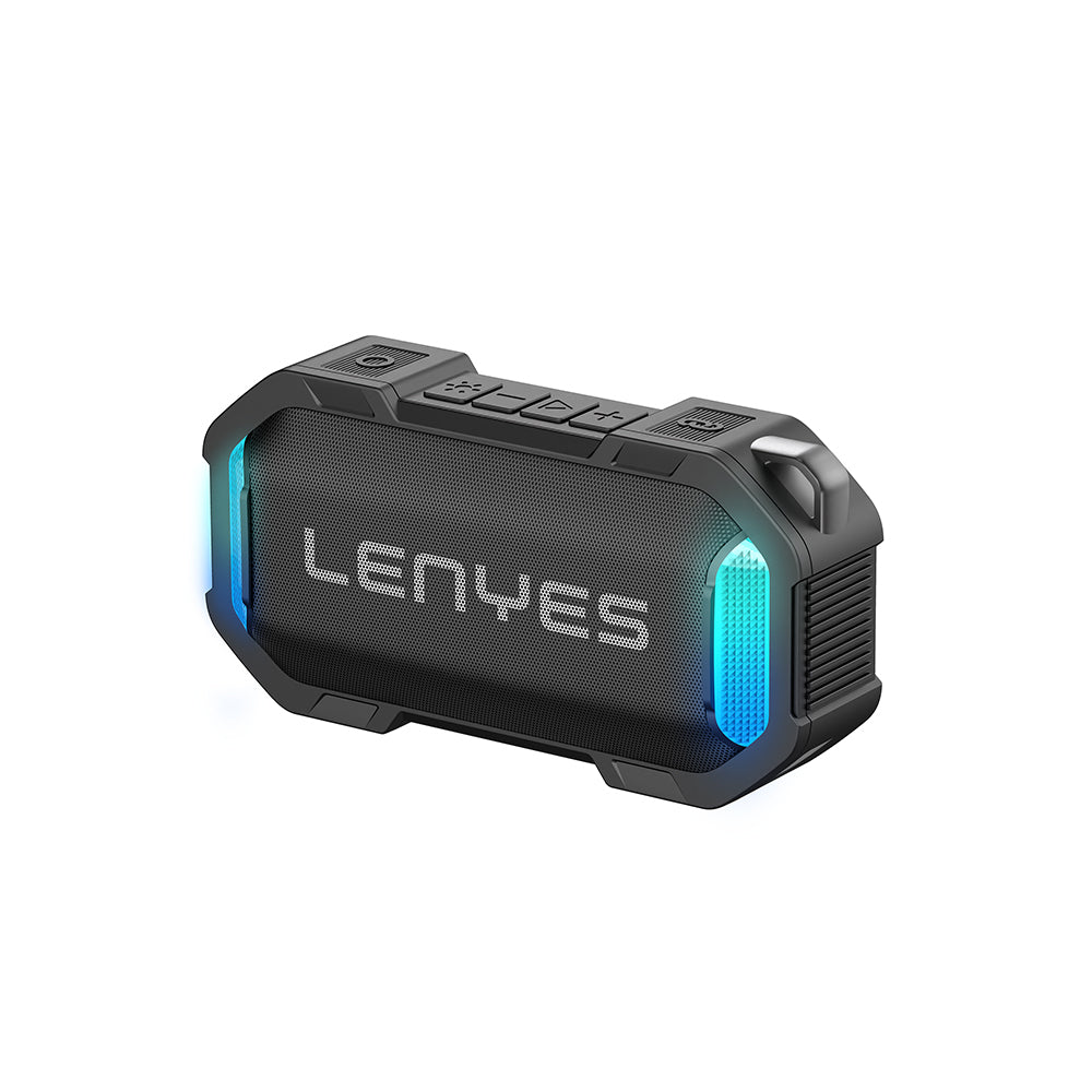 Lenyes S233 Portable Waterproof TWS Bluetooth Speaker with Rhythm-Sensitive RGB Light Black