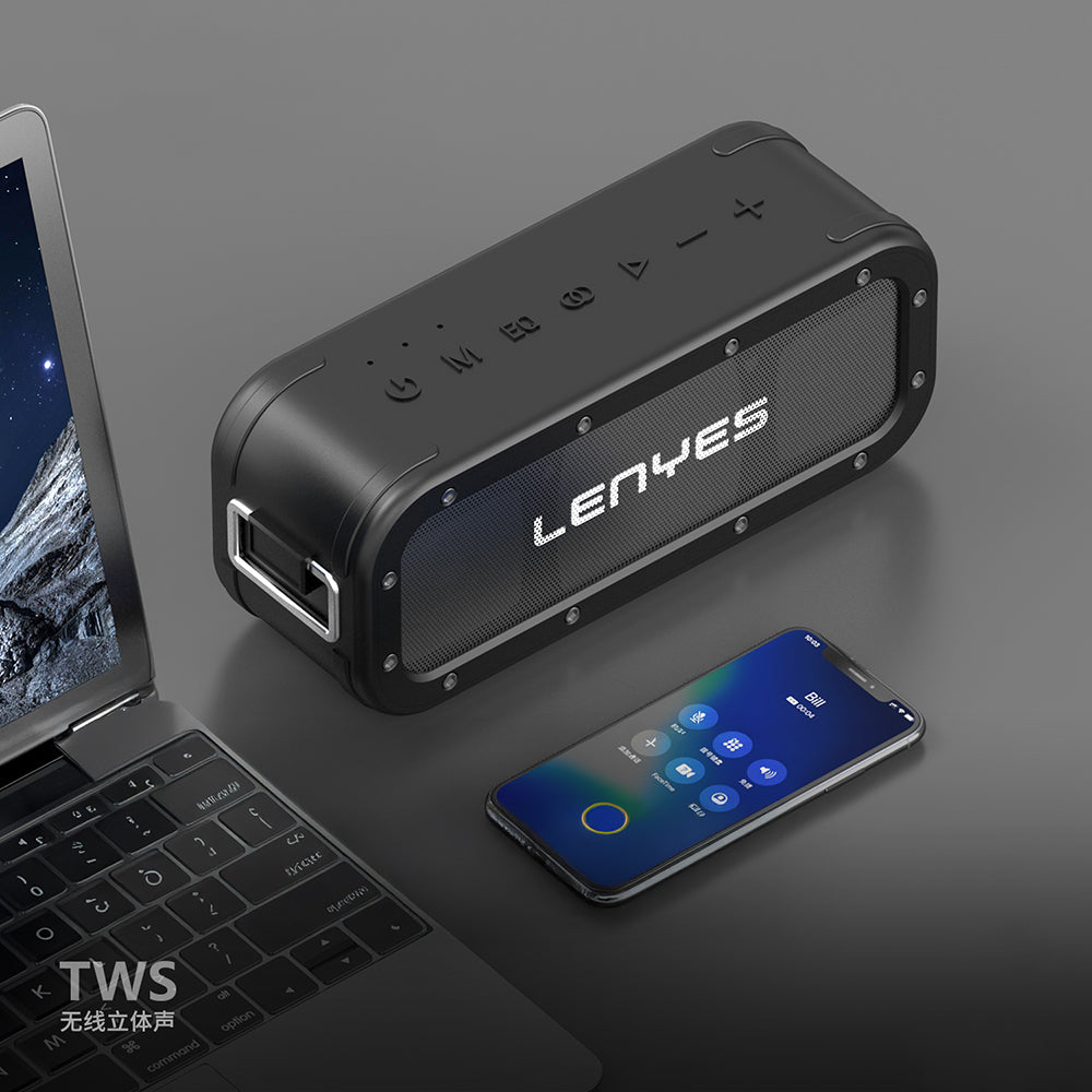 Lenyes S822 Powerbank Özellikli TWS Bluetooth Speaker Hoparlör v5.0 Siyah