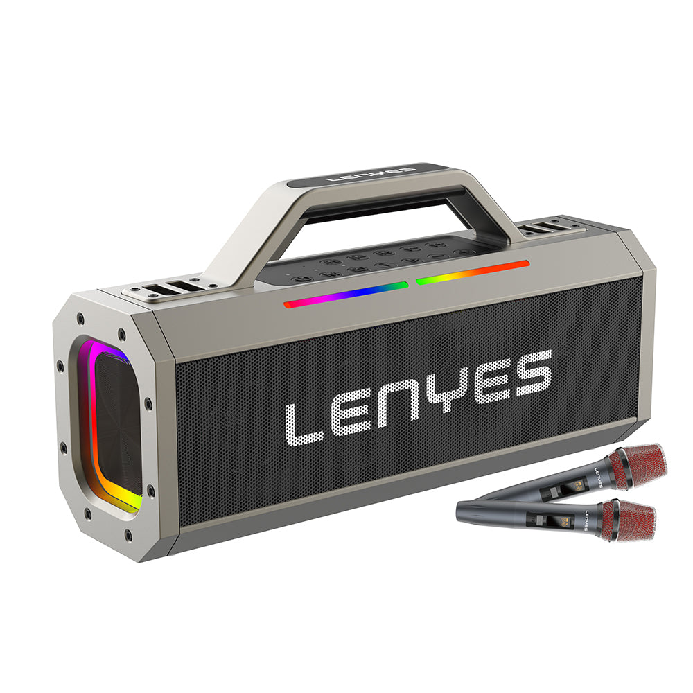 Lenyes S833 RGB LED Bluetooth Speaker and Karaoke Bluetooth Microphone v5.0 Black