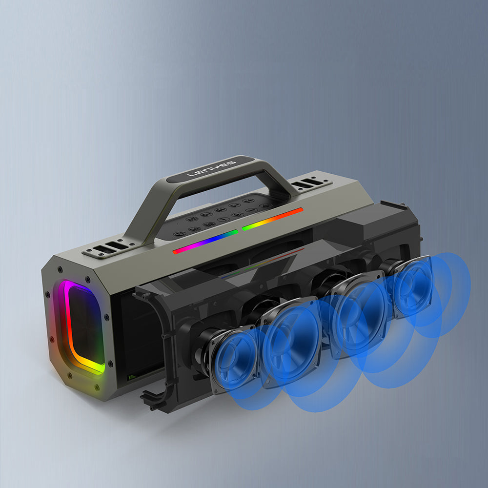 Lenyes S833 RGB LED Bluetooth Speaker and Karaoke Bluetooth Microphone v5.0 Black