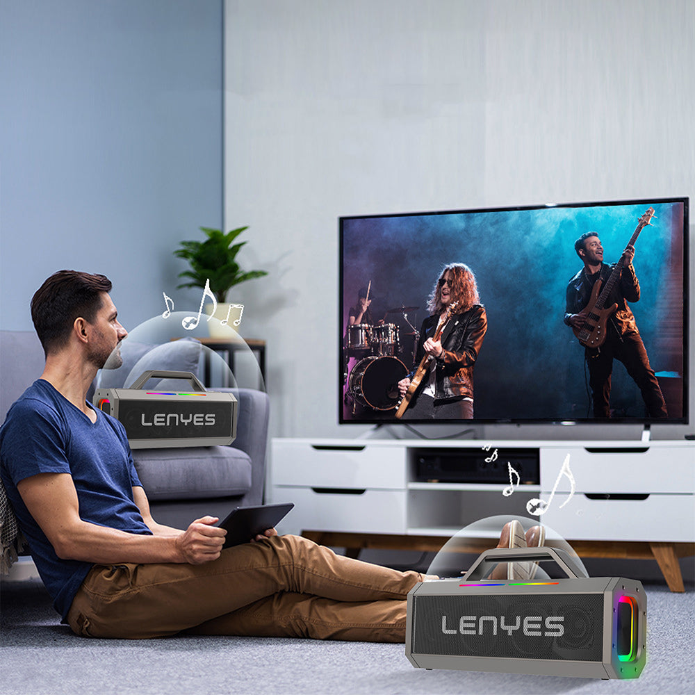Lenyes S833 RGB LED Bluetooth Speaker and Karaoke Bluetooth Microphone v5.0 Black