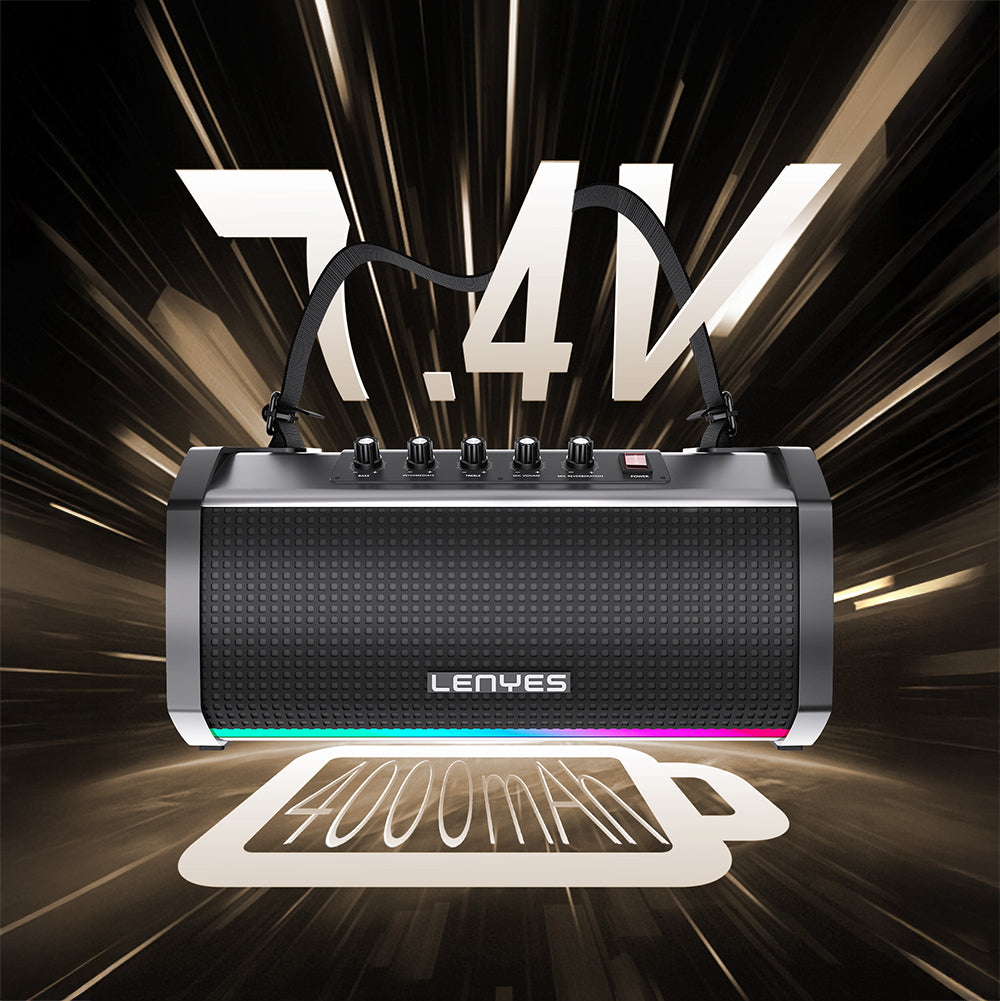 Lenyes S863 RGB Led Işıklı Mikrofonlu TWS Bluetooth Speaker Hoparlör v5.3 Siyah