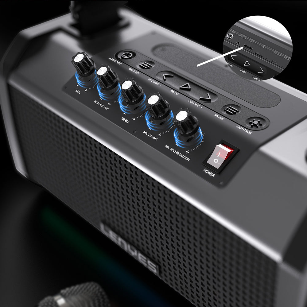 Lenyes S863 RGB Led Işıklı Mikrofonlu TWS Bluetooth Speaker Hoparlör v5.3 Siyah