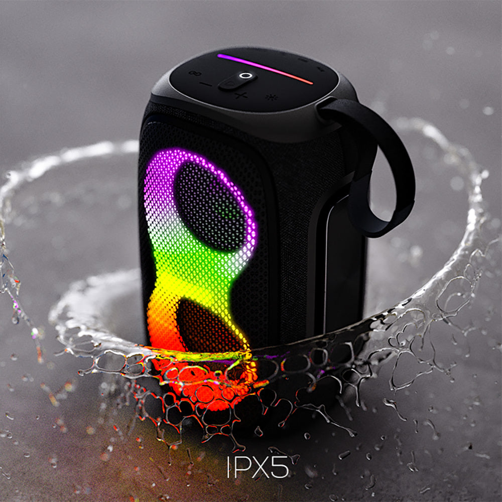 Lenyes S865 Luminous Serisi Su Geçirmez Çoklu Giriş RGB Işıklı TWS Bluetooth Hoparlör v5.3 40W Siyah