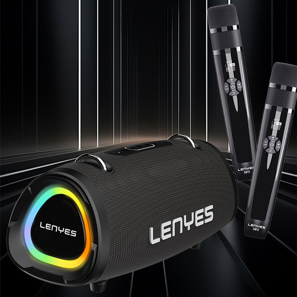 Lenyes S872 RGB Light Portable Dual Microphone TWS Bluetooth Speaker v5.3 Black