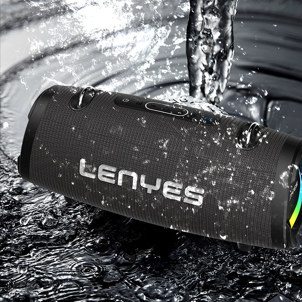 Lenyes S872 RGB Light Portable Dual Microphone TWS Bluetooth Speaker v5.3 Black