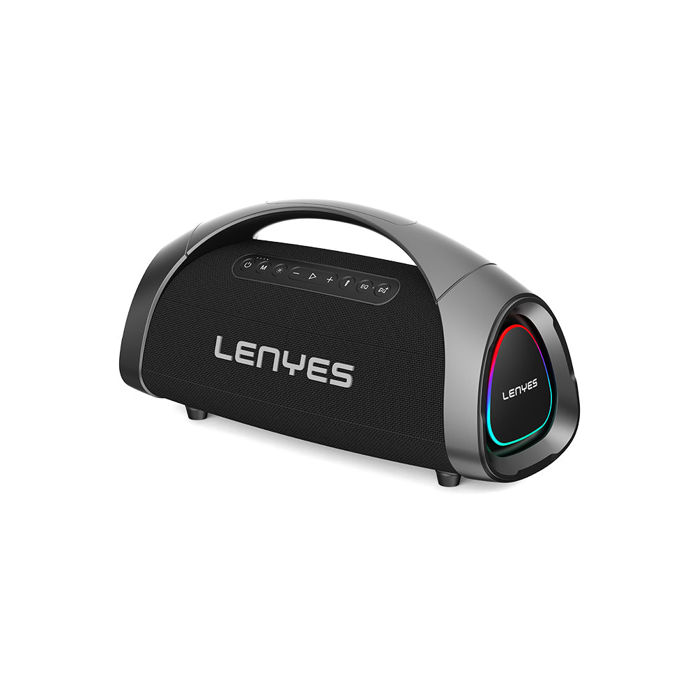 Lenyes S873 Portable RGB Light Remote Control & Microphone TWS Bluetooth Speaker v5.3 Black