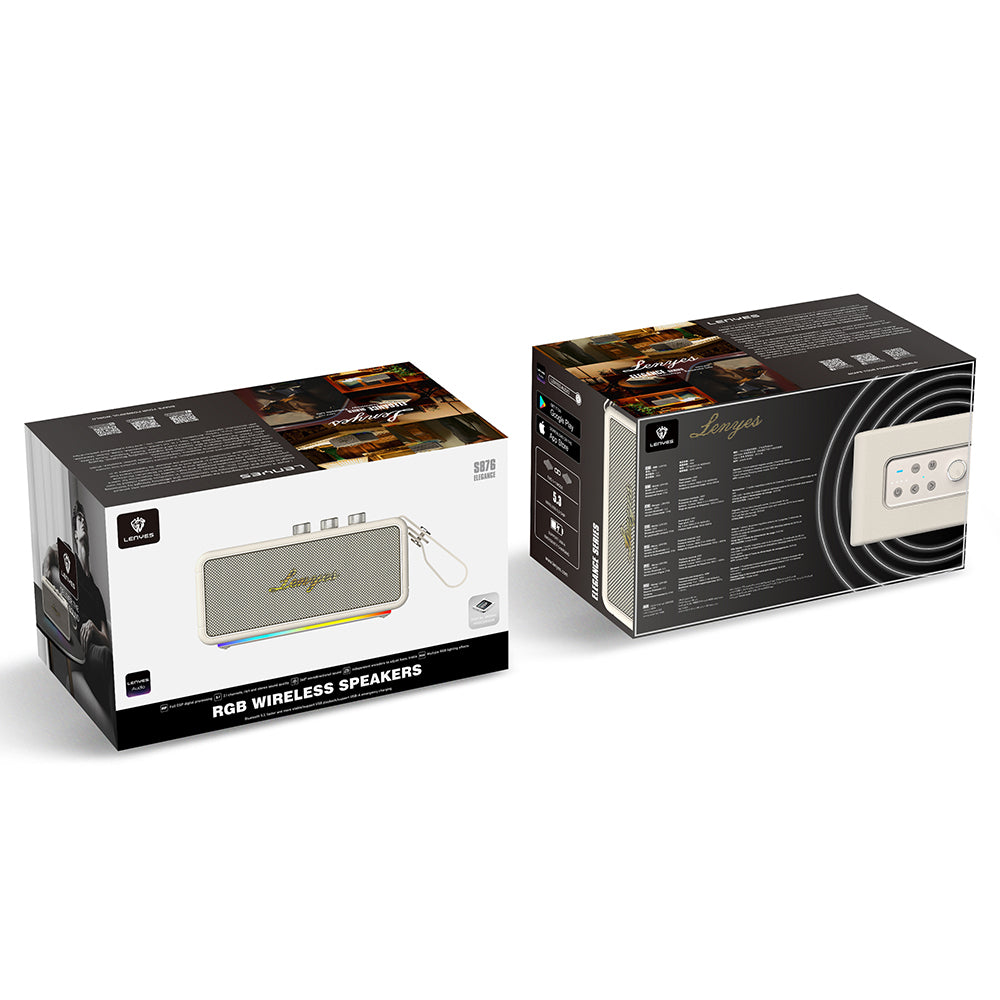 Lenyes S876 Supreme Series RGB Light Portable Waterproof TWS Bluetooth Speaker v5.3 45W Black