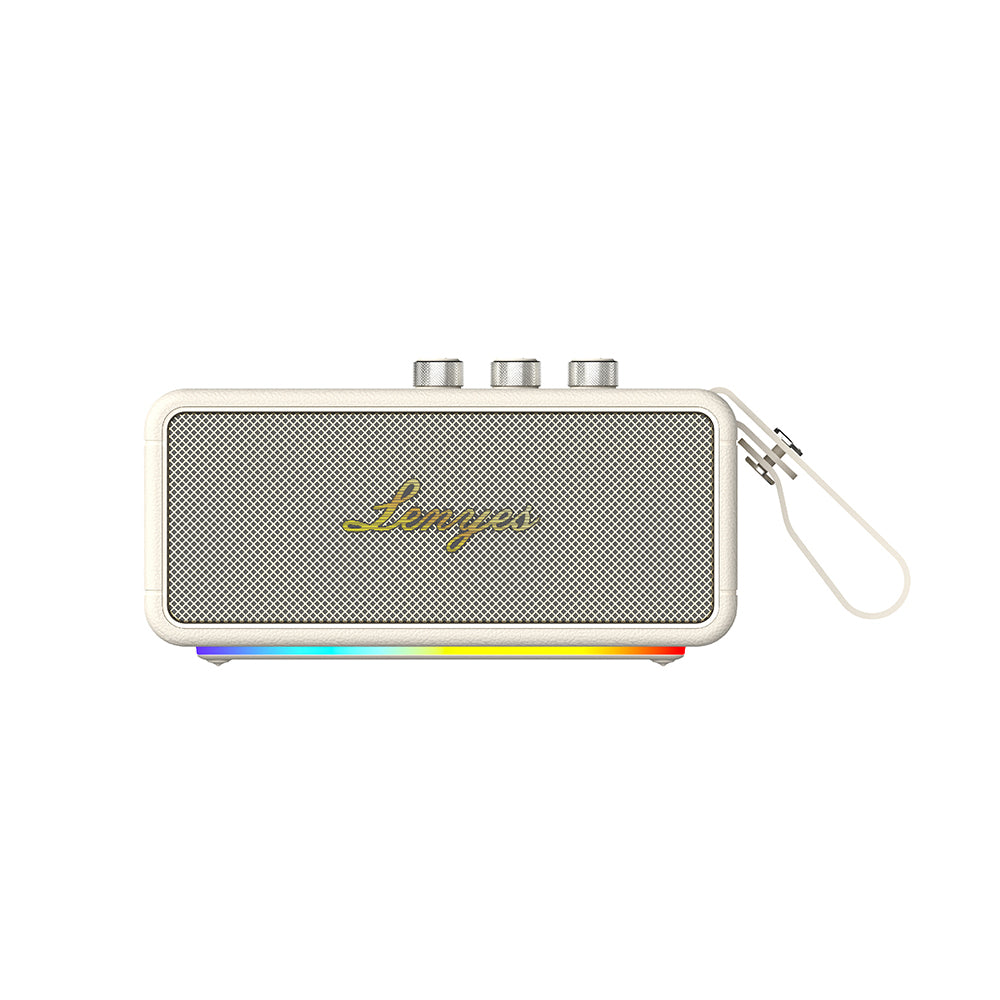 Lenyes S876 Supreme Series RGB Light Portable Waterproof TWS Bluetooth Speaker v5.3 45W Beige