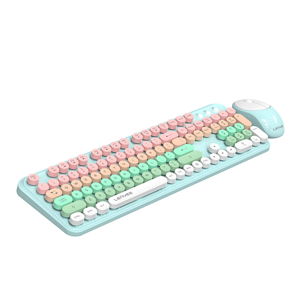 Lenyes WK103 Mekanik 2in1 2.4G Kablosuz Klavye ve 1600 DPI Mouse Seti Gri