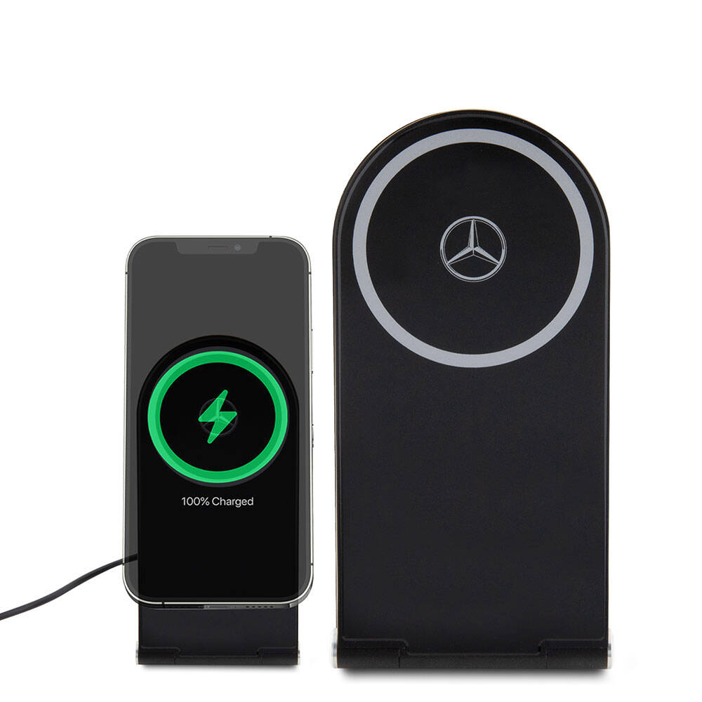 Mercedes Benz Original Licensed Foldable Magnetic Wireless Charging Stand with Star Logo, Black